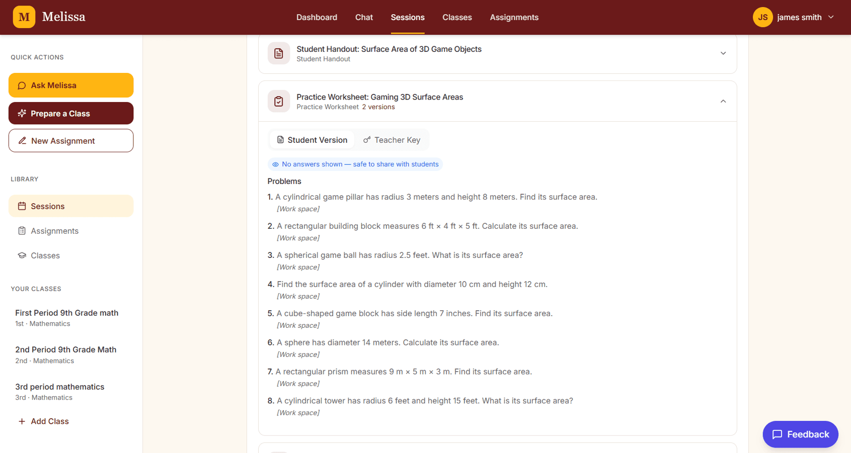 Melissa for Educators Platform Screenshot